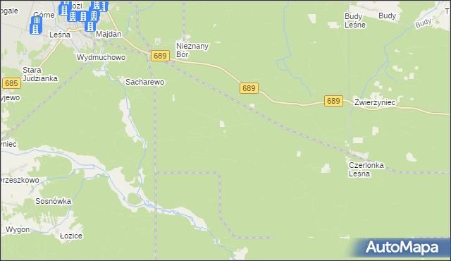 mapa Nieznany Bór, Nieznany Bór na mapie Targeo