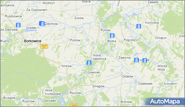 mapa Niska Jabłonica, Niska Jabłonica na mapie Targeo