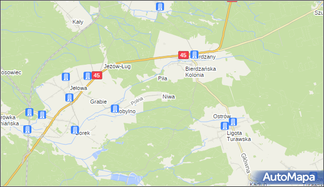 mapa Niwa gmina Łubniany, Niwa gmina Łubniany na mapie Targeo