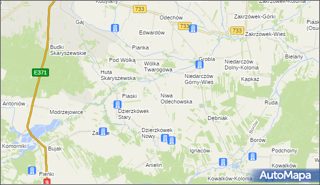 mapa Niwa Odechowska, Niwa Odechowska na mapie Targeo