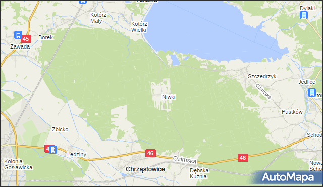 mapa Niwki gmina Chrząstowice, Niwki gmina Chrząstowice na mapie Targeo