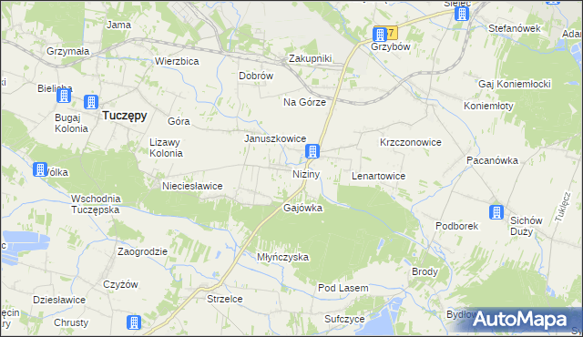 mapa Niziny gmina Tuczępy, Niziny gmina Tuczępy na mapie Targeo