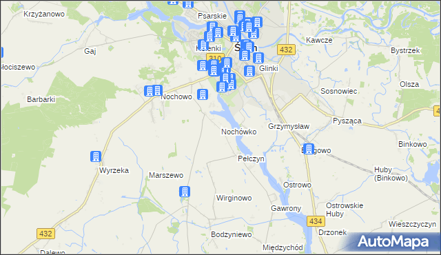 mapa Nochówko, Nochówko na mapie Targeo