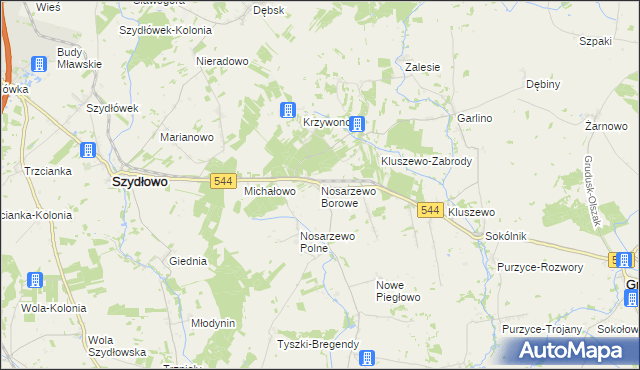 mapa Nosarzewo Borowe, Nosarzewo Borowe na mapie Targeo