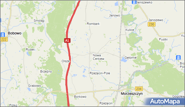 mapa Nowa Cerkiew gmina Morzeszczyn, Nowa Cerkiew gmina Morzeszczyn na mapie Targeo