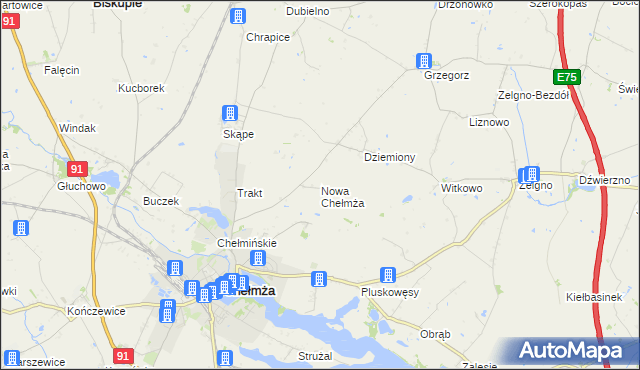 mapa Nowa Chełmża, Nowa Chełmża na mapie Targeo