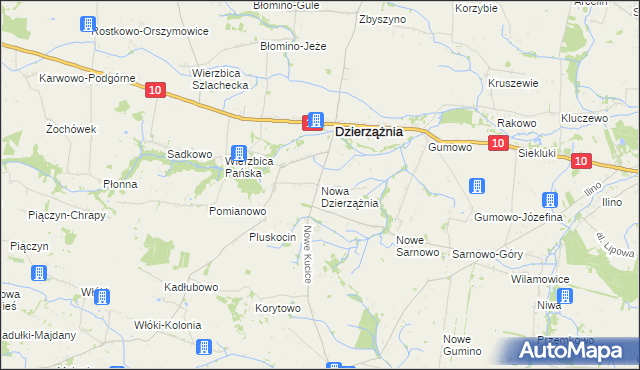 mapa Nowa Dzierzążnia, Nowa Dzierzążnia na mapie Targeo