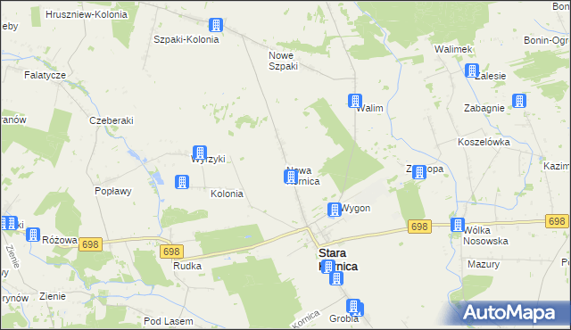 mapa Nowa Kornica, Nowa Kornica na mapie Targeo
