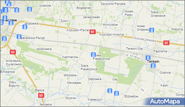 mapa Nowa Piasecznica, Nowa Piasecznica na mapie Targeo