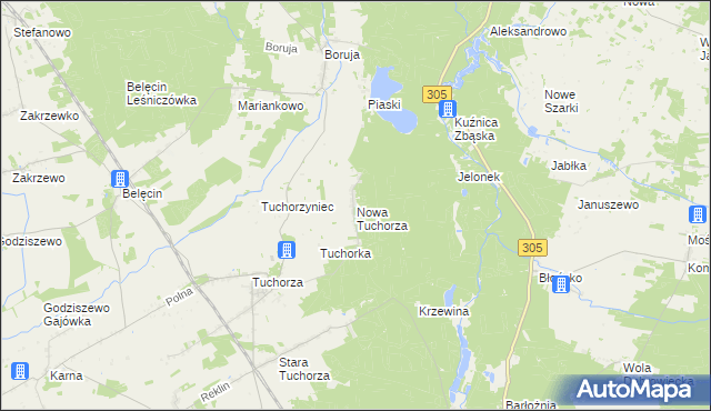 mapa Nowa Tuchorza, Nowa Tuchorza na mapie Targeo
