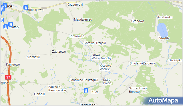 mapa Nowa Wieś-Dmochy, Nowa Wieś-Dmochy na mapie Targeo