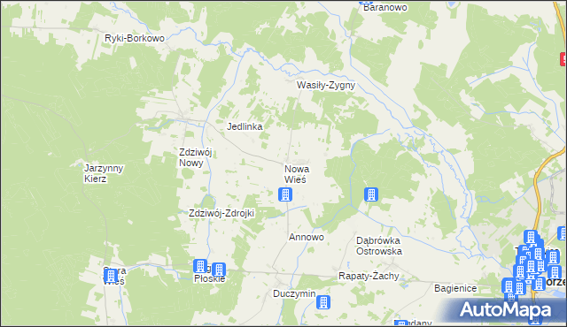 mapa Nowa Wieś gmina Chorzele, Nowa Wieś gmina Chorzele na mapie Targeo