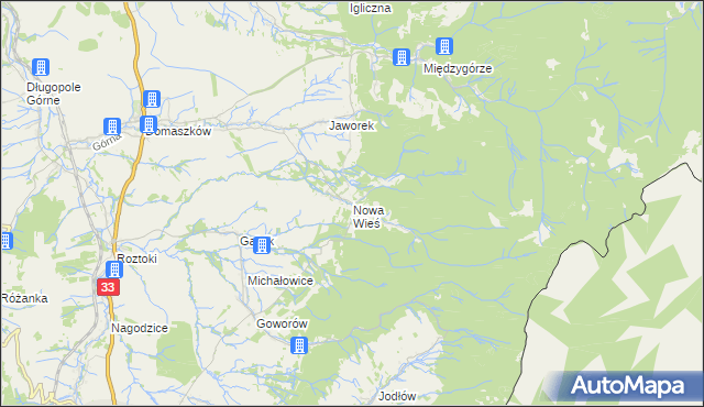 mapa Nowa Wieś gmina Międzylesie, Nowa Wieś gmina Międzylesie na mapie Targeo