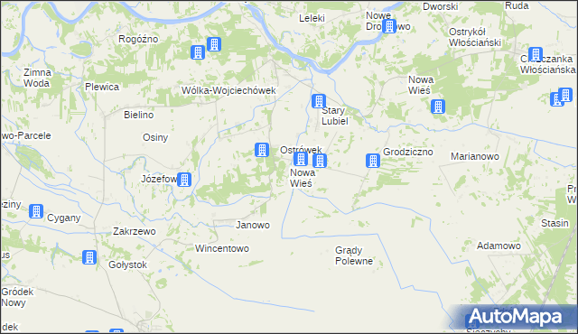 mapa Nowa Wieś gmina Rząśnik, Nowa Wieś gmina Rząśnik na mapie Targeo