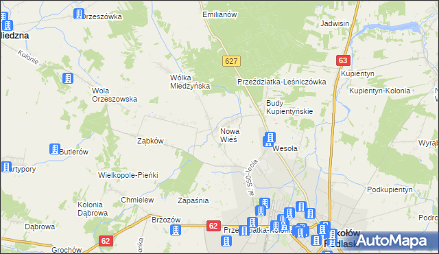 mapa Nowa Wieś gmina Sokołów Podlaski, Nowa Wieś gmina Sokołów Podlaski na mapie Targeo