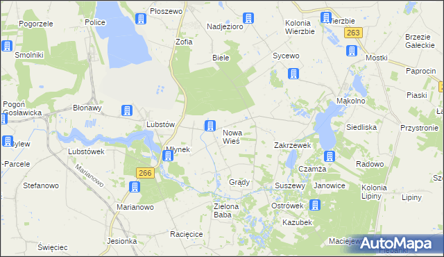 mapa Nowa Wieś gmina Sompolno, Nowa Wieś gmina Sompolno na mapie Targeo