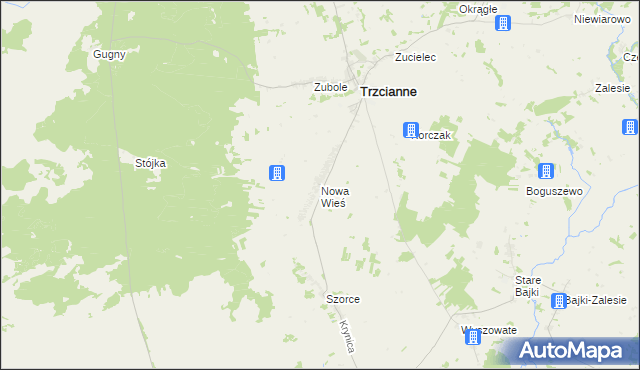 mapa Nowa Wieś gmina Trzcianne, Nowa Wieś gmina Trzcianne na mapie Targeo