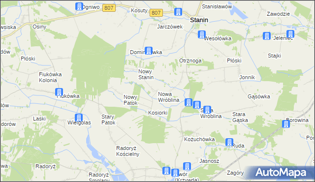 mapa Nowa Wróblina, Nowa Wróblina na mapie Targeo