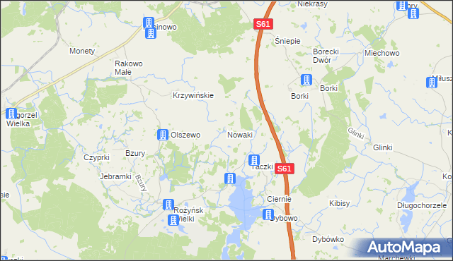 mapa Nowaki gmina Prostki, Nowaki gmina Prostki na mapie Targeo