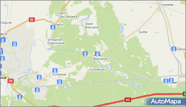 mapa Nowe Biskupice gmina Słubice, Nowe Biskupice gmina Słubice na mapie Targeo