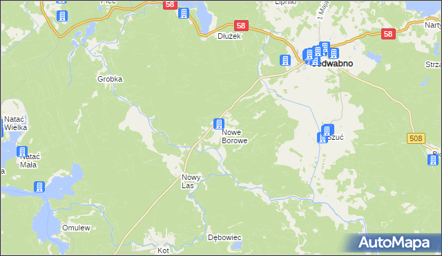 mapa Nowe Borowe, Nowe Borowe na mapie Targeo