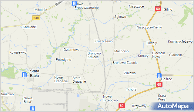 mapa Nowe Bronowo, Nowe Bronowo na mapie Targeo