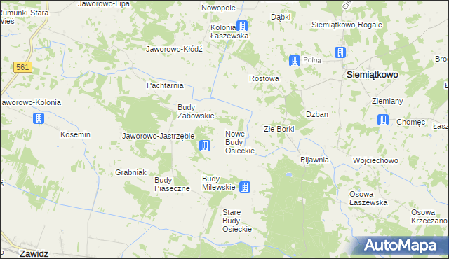 mapa Nowe Budy Osieckie, Nowe Budy Osieckie na mapie Targeo