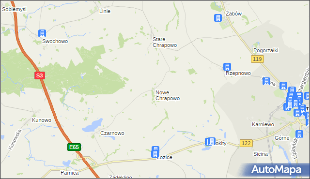 mapa Nowe Chrapowo, Nowe Chrapowo na mapie Targeo