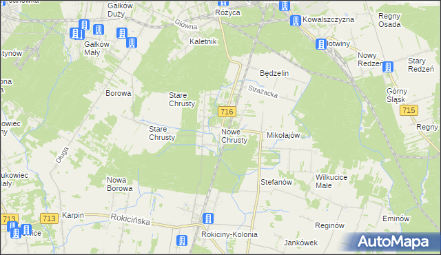 mapa Nowe Chrusty, Nowe Chrusty na mapie Targeo