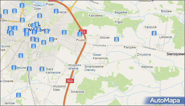 mapa Nowe Kamienice, Nowe Kamienice na mapie Targeo