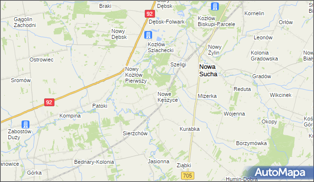 mapa Nowe Kęszyce, Nowe Kęszyce na mapie Targeo