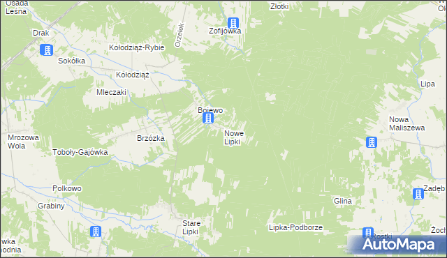 mapa Nowe Lipki gmina Stoczek, Nowe Lipki gmina Stoczek na mapie Targeo