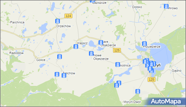 mapa Nowe Objezierze, Nowe Objezierze na mapie Targeo
