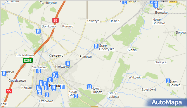mapa Nowe Oborzyska, Nowe Oborzyska na mapie Targeo