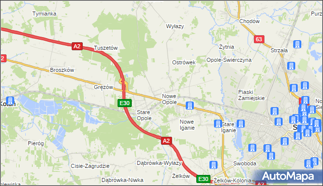 mapa Nowe Opole, Nowe Opole na mapie Targeo