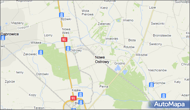 mapa Nowe Ostrowy, Nowe Ostrowy na mapie Targeo