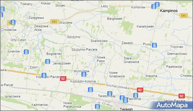 mapa Nowe Paski, Nowe Paski na mapie Targeo