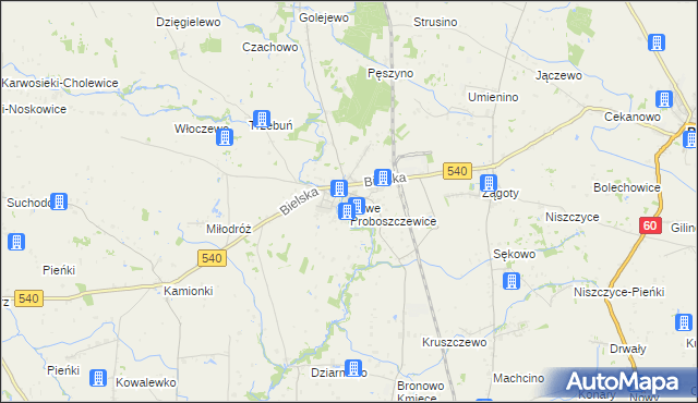 mapa Nowe Proboszczewice, Nowe Proboszczewice na mapie Targeo