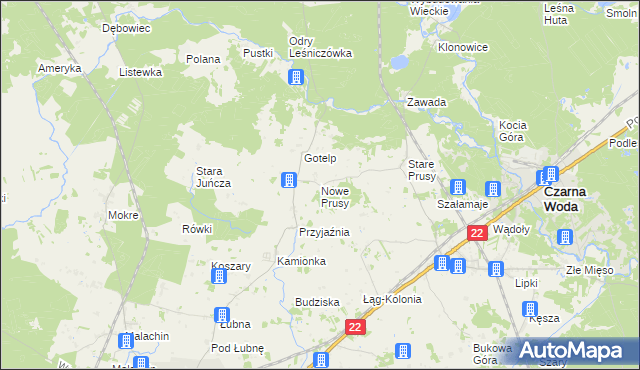 mapa Nowe Prusy, Nowe Prusy na mapie Targeo