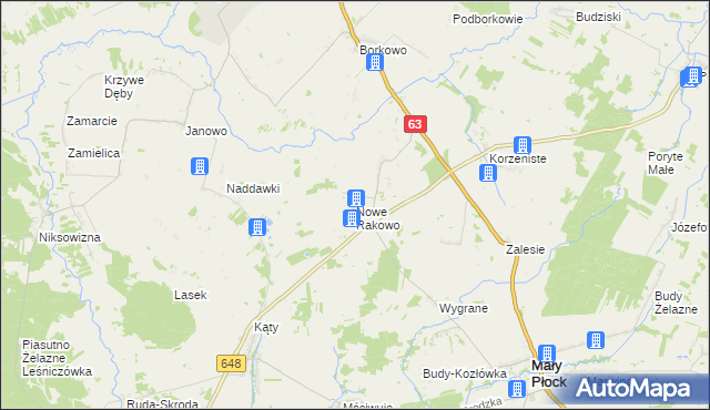 mapa Nowe Rakowo, Nowe Rakowo na mapie Targeo