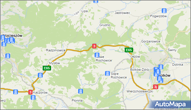 mapa Nowe Rochowice, Nowe Rochowice na mapie Targeo