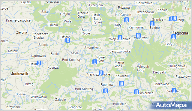 mapa Nowe Rybie, Nowe Rybie na mapie Targeo
