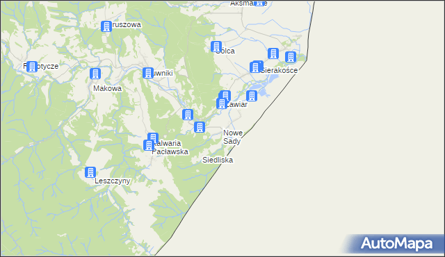 mapa Nowe Sady gmina Fredropol, Nowe Sady gmina Fredropol na mapie Targeo