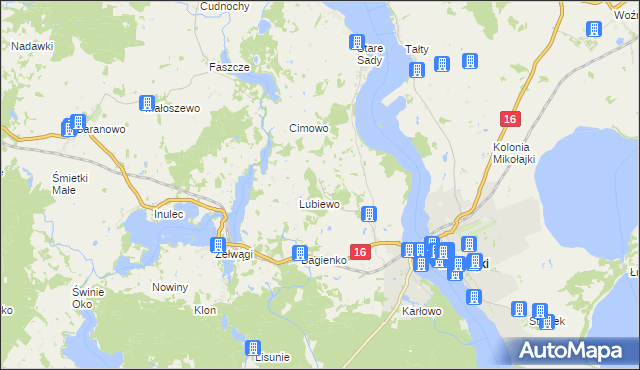 mapa Nowe Sady gmina Mikołajki, Nowe Sady gmina Mikołajki na mapie Targeo
