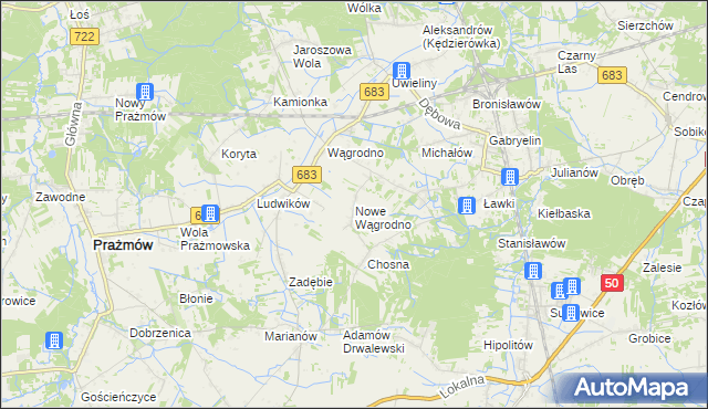 mapa Nowe Wągrodno, Nowe Wągrodno na mapie Targeo