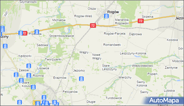 mapa Nowe Wągry, Nowe Wągry na mapie Targeo