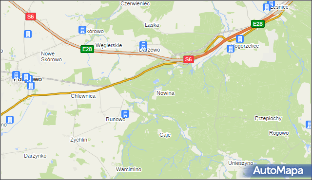 mapa Nowina gmina Potęgowo, Nowina gmina Potęgowo na mapie Targeo