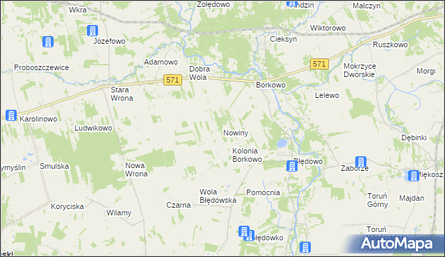 mapa Nowiny gmina Nasielsk, Nowiny gmina Nasielsk na mapie Targeo