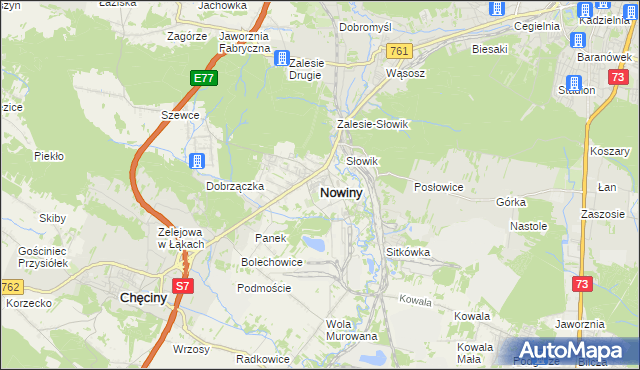 mapa Nowiny gmina Sitkówka-Nowiny, Nowiny gmina Sitkówka-Nowiny na mapie Targeo