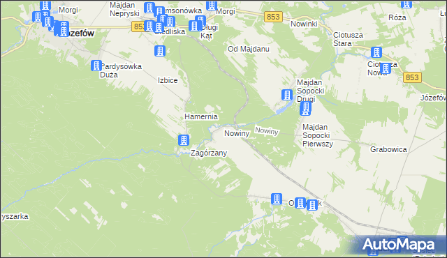 mapa Nowiny gmina Susiec, Nowiny gmina Susiec na mapie Targeo
